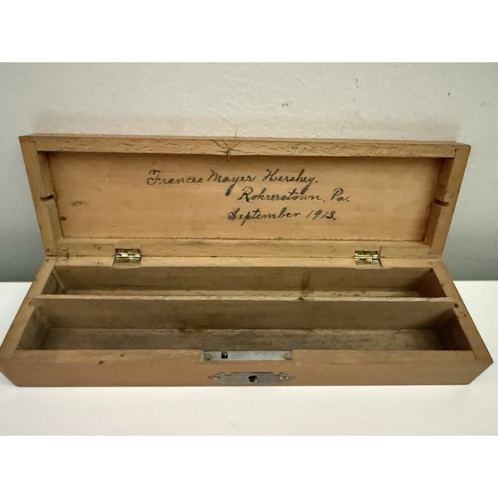 Antique 1913 Wooden Pencil Box Primitive School Desk Storage Case